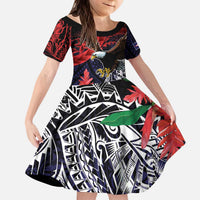 American Samoa Bald Eagle Personalized Kid Short Sleeve Dress Samoa Muamua Le Atua