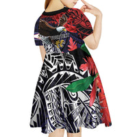 American Samoa Bald Eagle Personalized Kid Short Sleeve Dress Samoa Muamua Le Atua