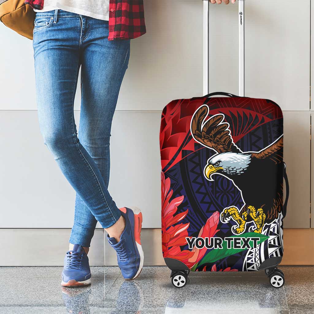 American Samoa Bald Eagle Personalized Luggage Cover Samoa Muamua Le Atua