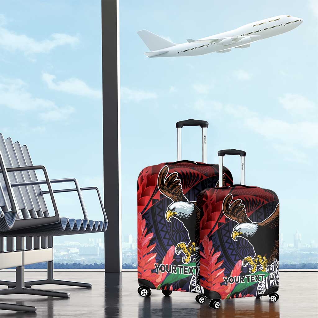 American Samoa Bald Eagle Personalized Luggage Cover Samoa Muamua Le Atua