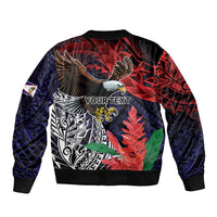 American Samoa Bald Eagle Personalized Sleeve Zip Bomber Jacket Samoa Muamua Le Atua