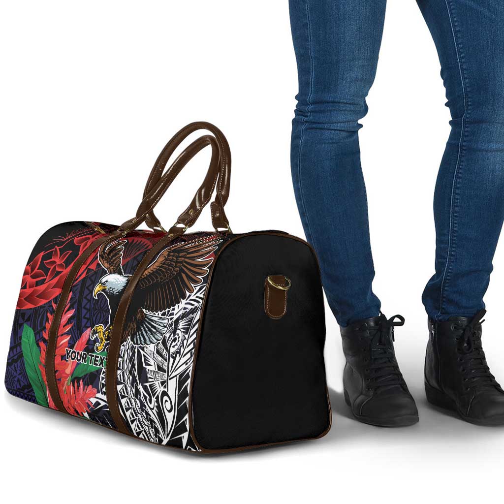 American Samoa Bald Eagle Personalized Travel Bag Samoa Muamua Le Atua - Polynesian Pride