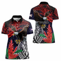 American Samoa Bald Eagle Personalized Women Polo Shirt Samoa Muamua Le Atua