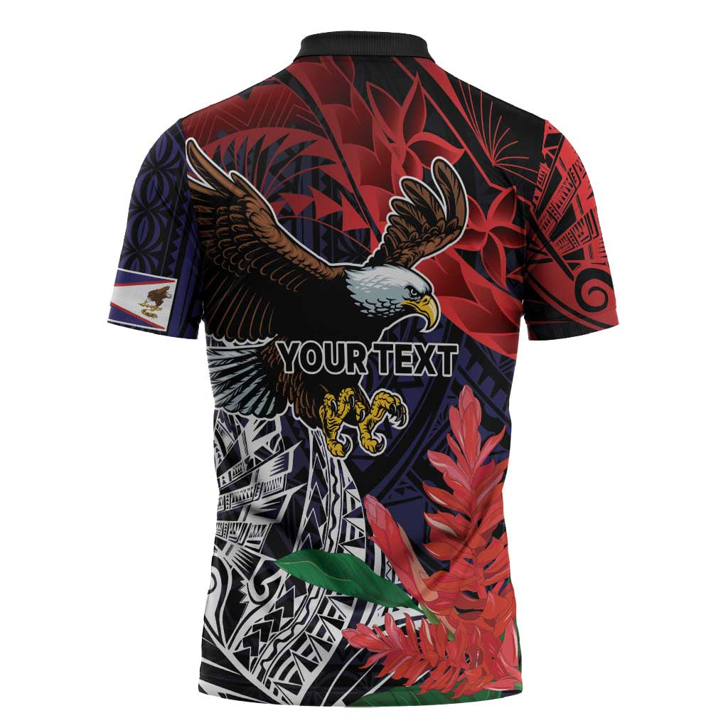 American Samoa Bald Eagle Personalized Zipper Polo Shirt Samoa Muamua Le Atua LT9 - Polynesian Pride