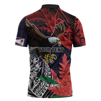 American Samoa Bald Eagle Personalized Zipper Polo Shirt Samoa Muamua Le Atua LT9 - Polynesian Pride