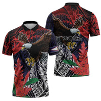 American Samoa Bald Eagle Personalized Zipper Polo Shirt Samoa Muamua Le Atua LT9 - Polynesian Pride