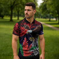 American Samoa Bald Eagle Personalized Zipper Polo Shirt Samoa Muamua Le Atua LT9 - Polynesian Pride