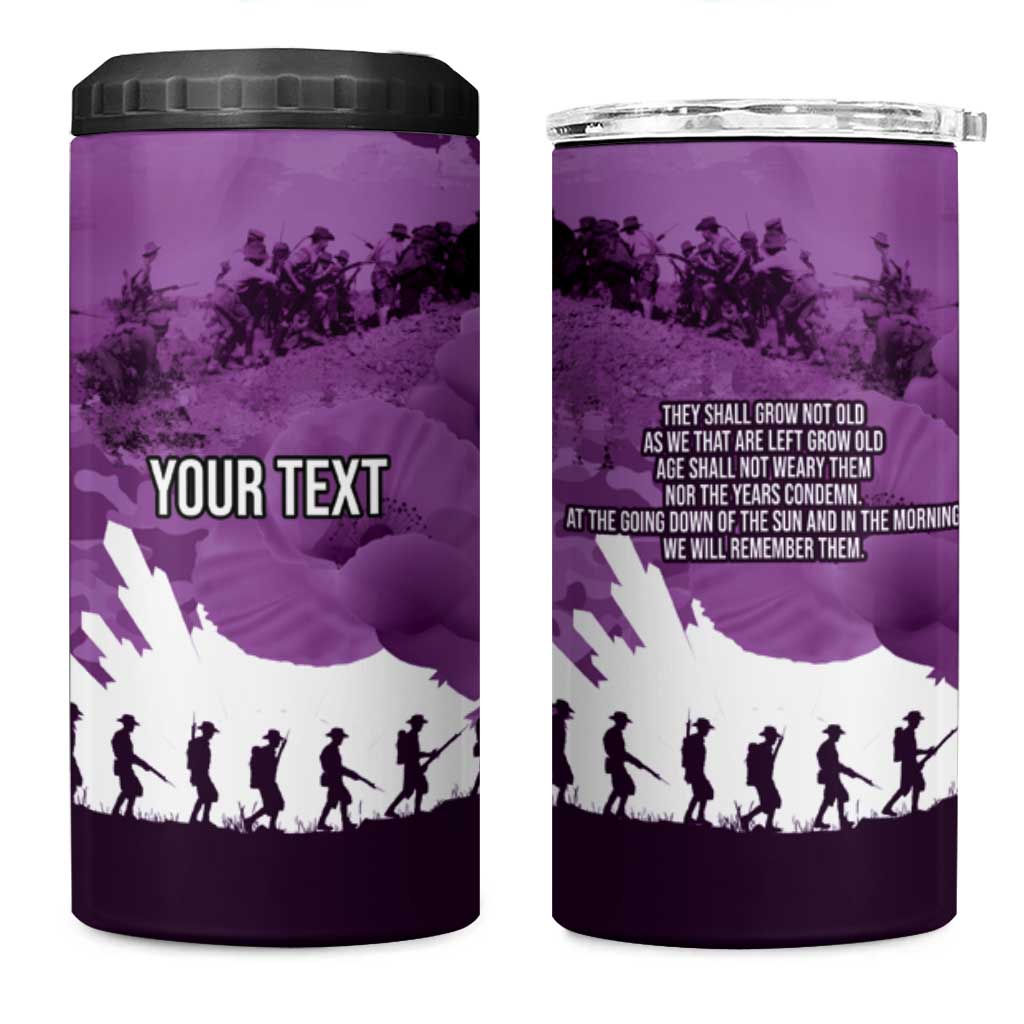 Anzac Day Gallipoli Personalised 4 in 1 Can Cooler Tumbler Purple Poppy Flowers LT9 One Size: 16 oz Purple - Polynesian Pride