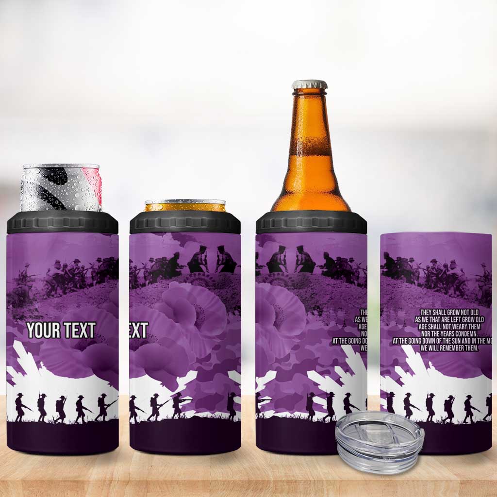 Anzac Day Gallipoli Personalised 4 in 1 Can Cooler Tumbler Purple Poppy Flowers LT9 - Polynesian Pride