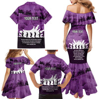 Anzac Day Gallipoli Personalised Family Matching Mermaid Dress and Hawaiian Shirt Purple Poppy Flowers LT9 - Polynesian Pride