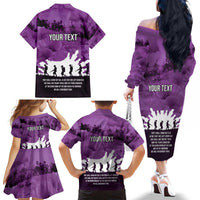 Anzac Day Gallipoli Personalised Family Matching Off The Shoulder Long Sleeve Dress and Hawaiian Shirt Purple Poppy Flowers LT9 - Polynesian Pride