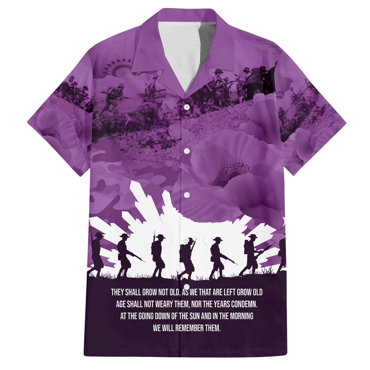 Anzac Day Gallipoli Personalised Family Matching Off The Shoulder Long Sleeve Dress and Hawaiian Shirt Purple Poppy Flowers LT9 Dad's Shirt - Short Sleeve Purple - Polynesian Pride