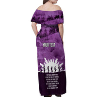 Anzac Day Gallipoli Personalised Family Matching Off Shoulder Maxi Dress and Hawaiian Shirt Purple Poppy Flowers LT9 - Polynesian Pride
