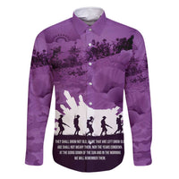 Anzac Day Gallipoli Personalised Family Matching Off Shoulder Short Dress and Hawaiian Shirt Purple Poppy Flowers LT9 Dad's Shirt - Long Sleeve Purple - Polynesian Pride