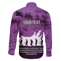 Anzac Day Gallipoli Personalised Family Matching Off Shoulder Short Dress and Hawaiian Shirt Purple Poppy Flowers LT9 - Polynesian Pride