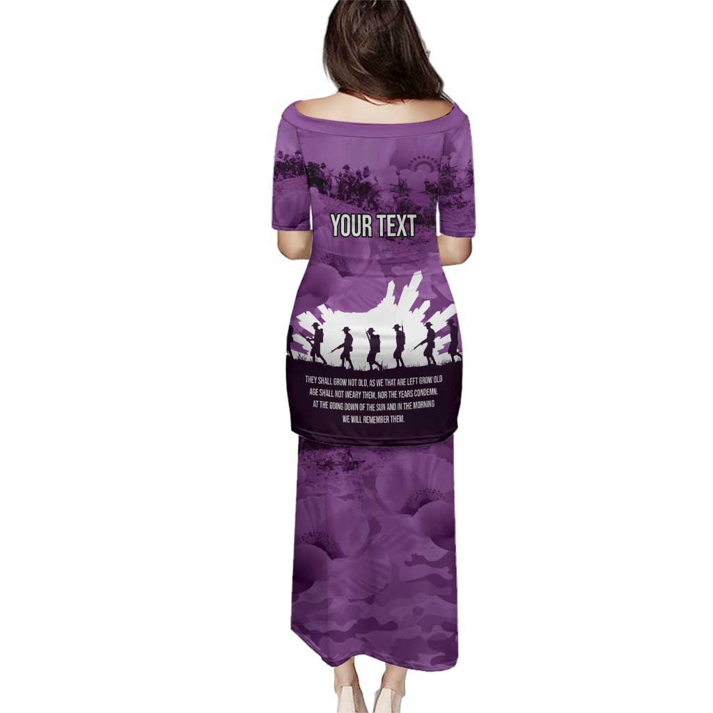 Anzac Day Gallipoli Personalised Family Matching Puletasi and Hawaiian Shirt Purple Poppy Flowers LT9 - Polynesian Pride