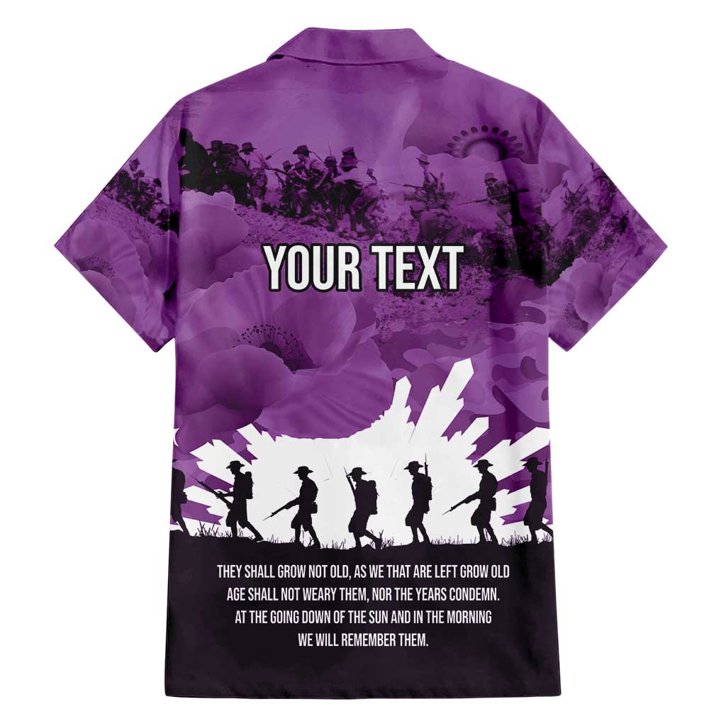 Anzac Day Gallipoli Personalised Family Matching Short Sleeve Bodycon Dress and Hawaiian Shirt Purple Poppy Flowers LT9 - Polynesian Pride