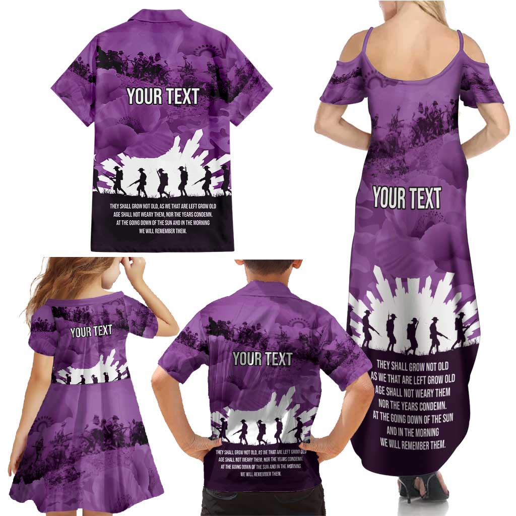 Anzac Day Gallipoli Personalised Family Matching Summer Maxi Dress and Hawaiian Shirt Purple Poppy Flowers LT9 - Polynesian Pride
