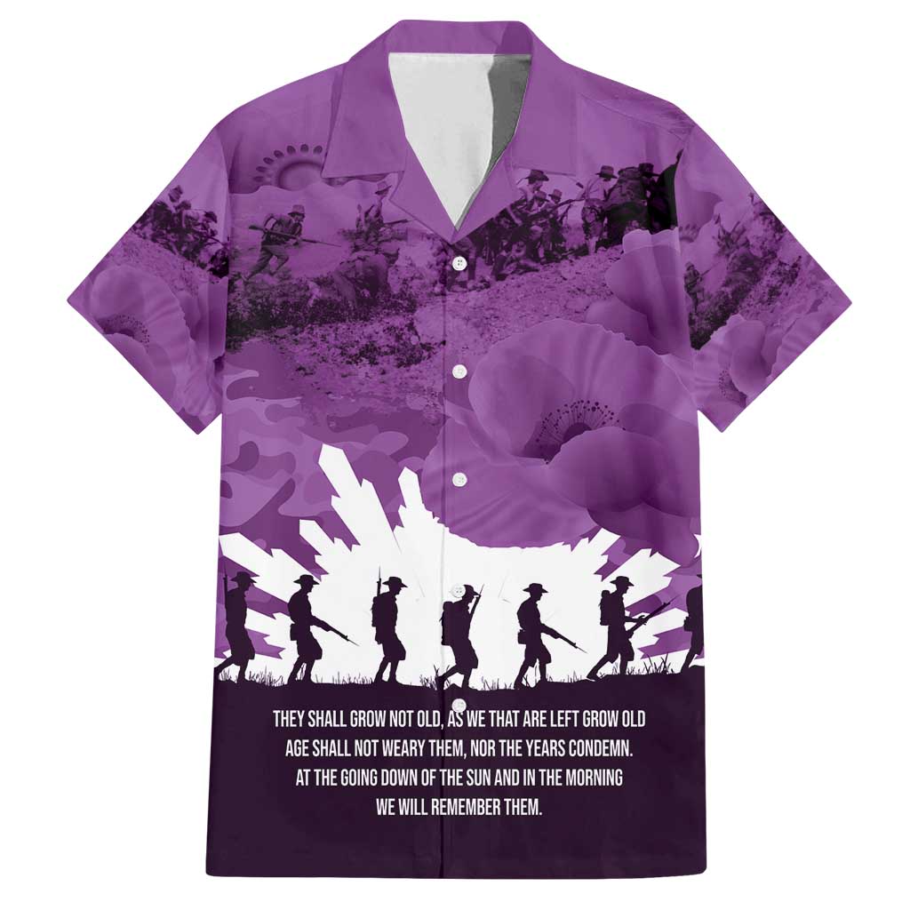 Anzac Day Gallipoli Personalised Family Matching Summer Maxi Dress and Hawaiian Shirt Purple Poppy Flowers LT9 Dad's Shirt - Short Sleeve Purple - Polynesian Pride