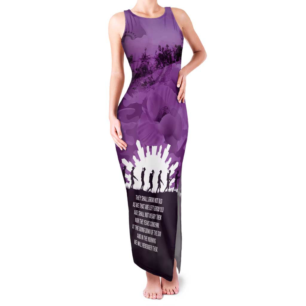 Anzac Day Gallipoli Personalised Family Matching Tank Maxi Dress and Hawaiian Shirt Purple Poppy Flowers LT9 Mom's Dress Purple - Polynesian Pride