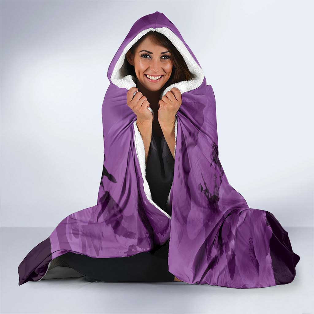 Anzac Day Gallipoli Personalised Hooded Blanket Purple Poppy Flowers