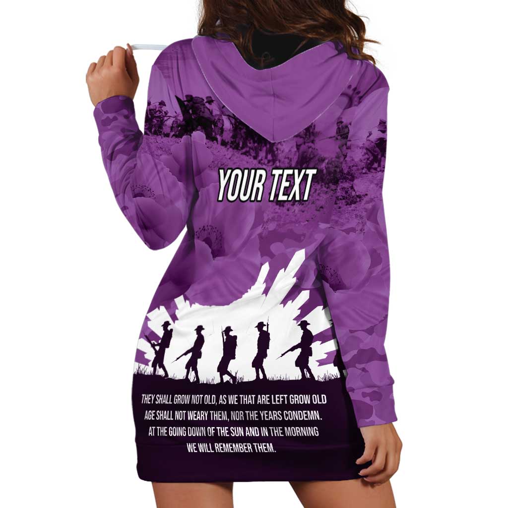 Anzac Day Gallipoli Personalised Hoodie Dress Purple Poppy Flowers LT9 - Polynesian Pride
