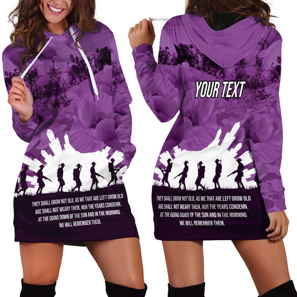 Anzac Day Gallipoli Personalised Hoodie Dress Purple Poppy Flowers LT9 - Polynesian Pride