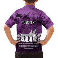Anzac Day Gallipoli Personalised Kid Hawaiian Shirt Purple Poppy Flowers