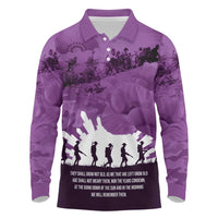 Anzac Day Gallipoli Personalised Long Sleeve Polo Shirt Purple Poppy Flowers LT9 Purple - Polynesian Pride