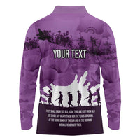 Anzac Day Gallipoli Personalised Long Sleeve Polo Shirt Purple Poppy Flowers LT9 - Polynesian Pride
