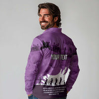 Anzac Day Gallipoli Personalised Long Sleeve Polo Shirt Purple Poppy Flowers LT9 - Polynesian Pride