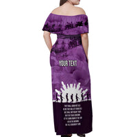 Anzac Day Gallipoli Personalised Off Shoulder Maxi Dress Purple Poppy Flowers LT9 - Polynesian Pride