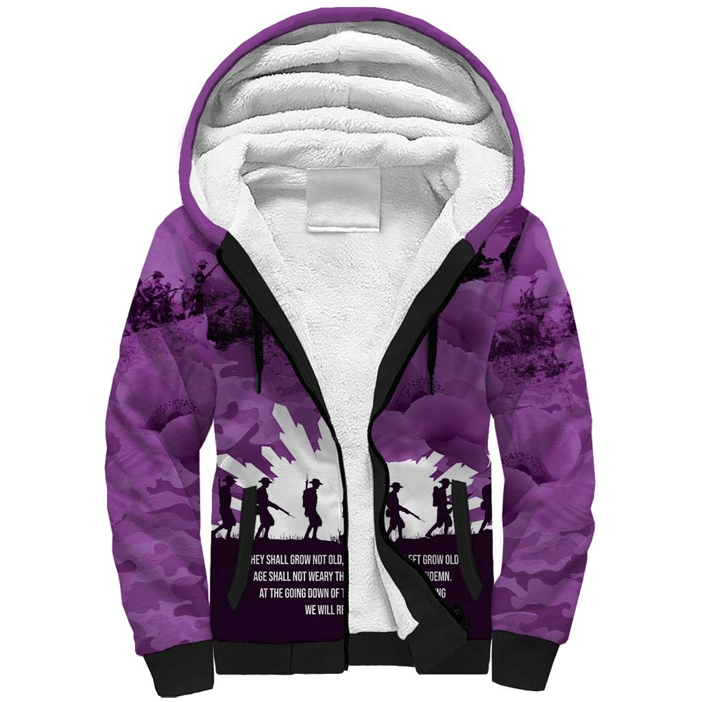 Anzac Day Gallipoli Personalised Sherpa Hoodie Purple Poppy Flowers LT9 Unisex Purple - Polynesian Pride