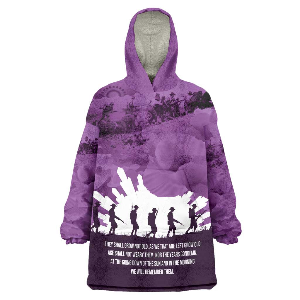 Anzac Day Gallipoli Personalised Wearable Blanket Hoodie Purple Poppy Flowers LT9 One Size Purple - Polynesian Pride