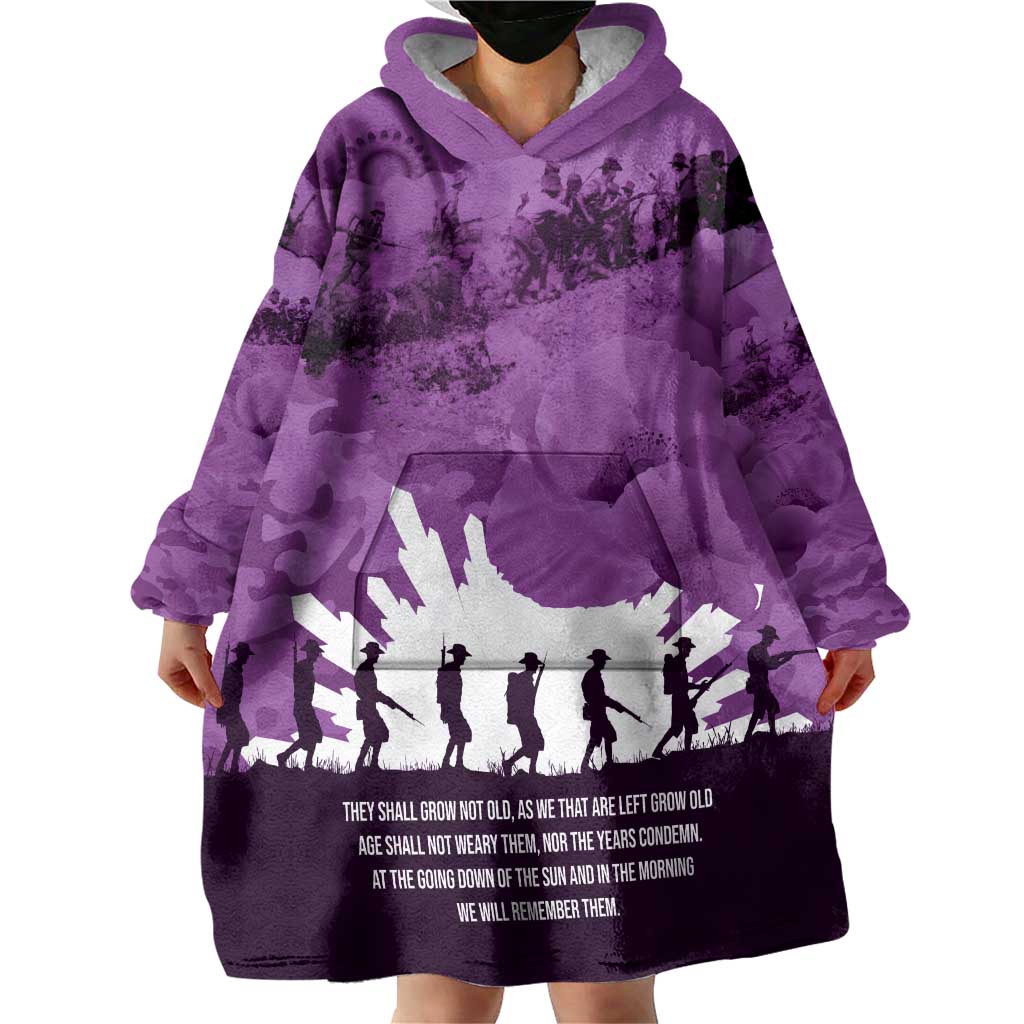 Anzac Day Gallipoli Personalised Wearable Blanket Hoodie Purple Poppy Flowers LT9 - Polynesian Pride