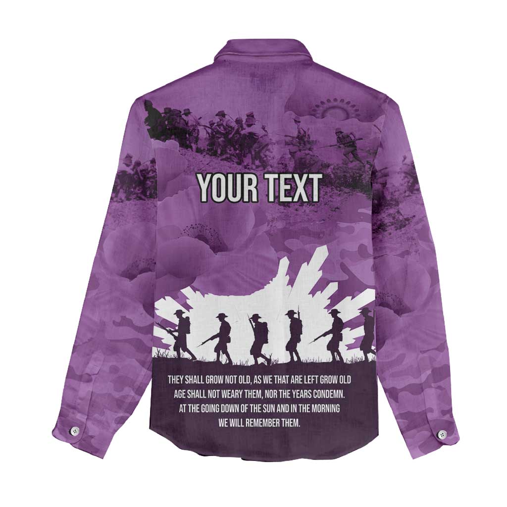 Anzac Day Gallipoli Personalised Women Casual Shirt Purple Poppy Flowers LT9 - Polynesian Pride