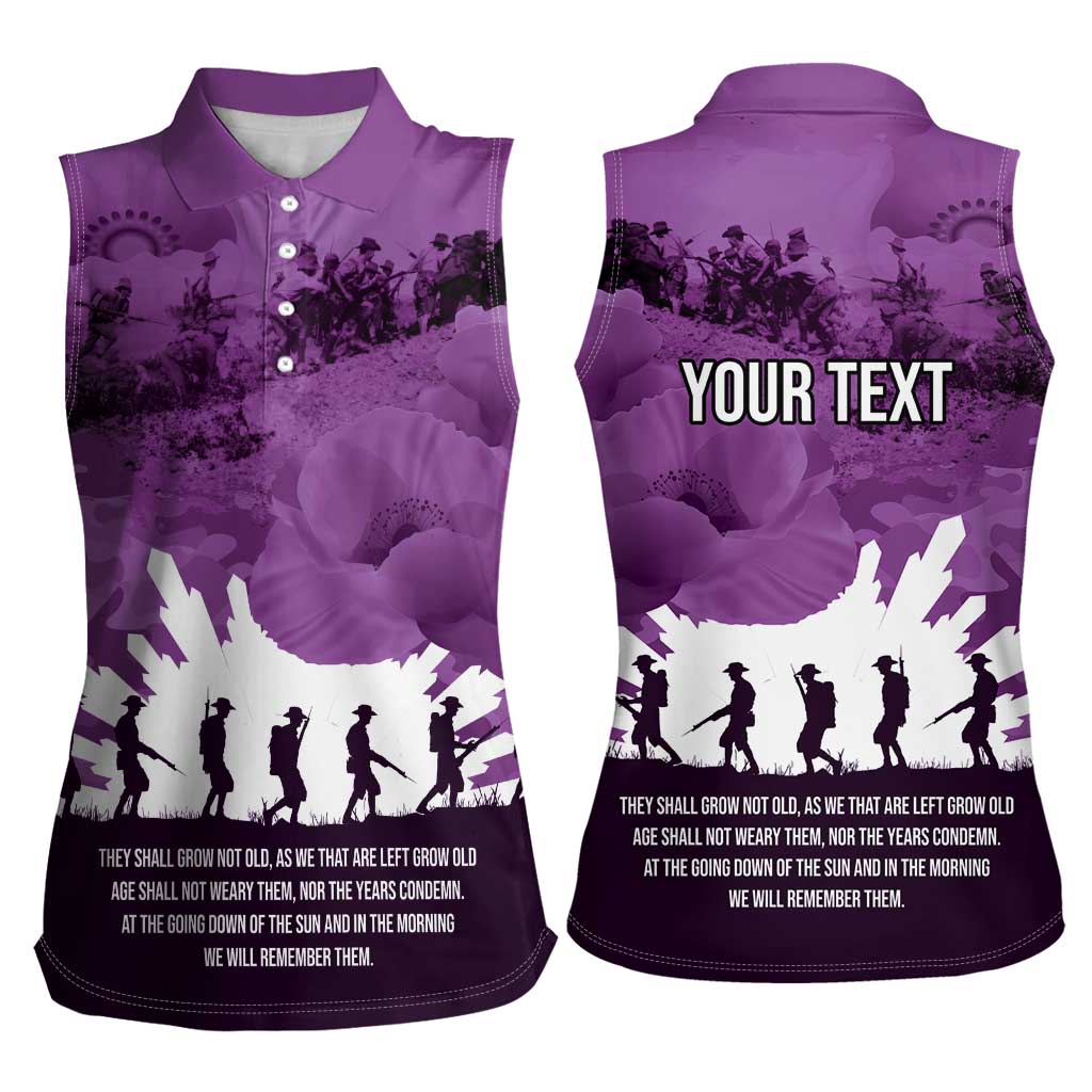 Anzac Day Gallipoli Personalised Women Sleeveless Polo Shirt Purple Poppy Flowers LT9 - Polynesian Pride
