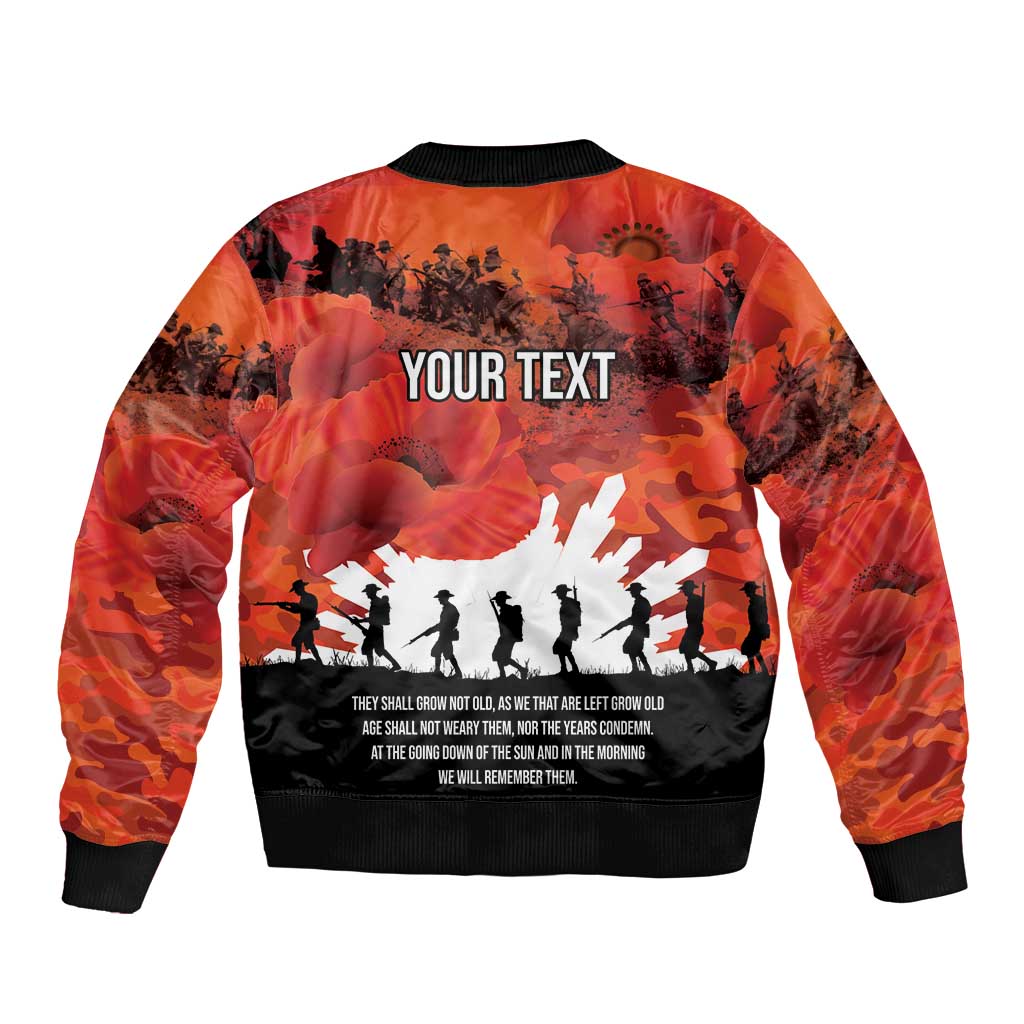 Anzac Day Gallipoli Personalised Bomber Jacket Red Poppy Flowers