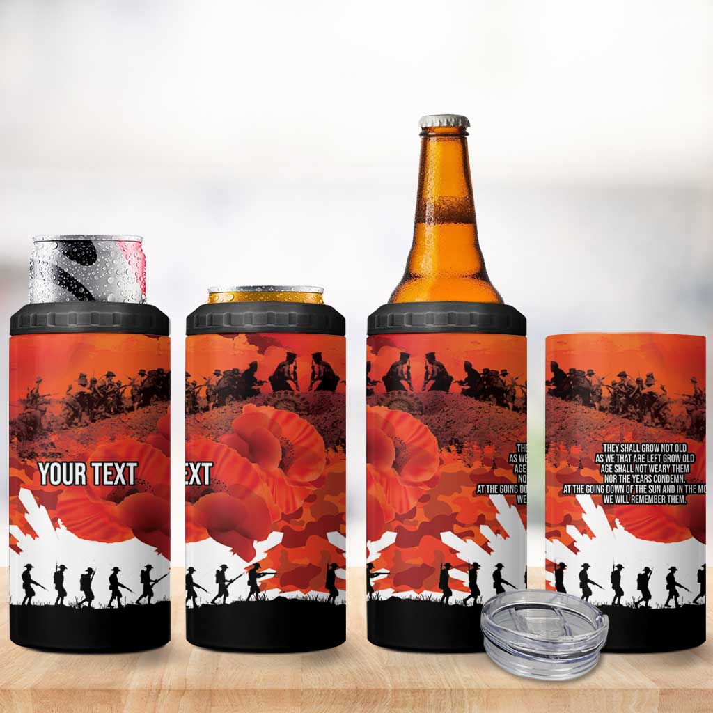 Anzac Day Gallipoli Personalised 4 in 1 Can Cooler Tumbler Red Poppy Flowers LT9 - Polynesian Pride