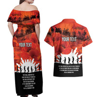 Anzac Day Gallipoli Personalised Couples Matching Off Shoulder Maxi Dress and Hawaiian Shirt Red Poppy Flowers LT9 - Polynesian Pride