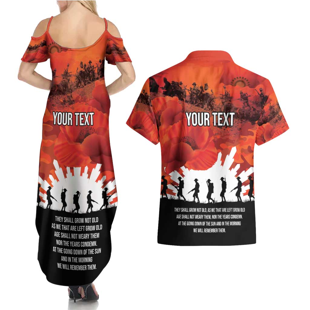 Anzac Day Gallipoli Personalised Couples Matching Summer Maxi Dress and Hawaiian Shirt Red Poppy Flowers LT9 - Polynesian Pride