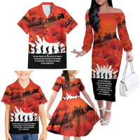 Anzac Day Gallipoli Personalised Family Matching Off The Shoulder Long Sleeve Dress and Hawaiian Shirt Red Poppy Flowers LT9 - Polynesian Pride