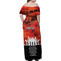 Anzac Day Gallipoli Personalised Family Matching Off Shoulder Maxi Dress and Hawaiian Shirt Red Poppy Flowers LT9 - Polynesian Pride