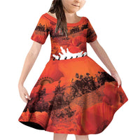 Anzac Day Gallipoli Personalised Family Matching Off Shoulder Short Dress and Hawaiian Shirt Red Poppy Flowers LT9 Daughter's Dress Red - Polynesian Pride
