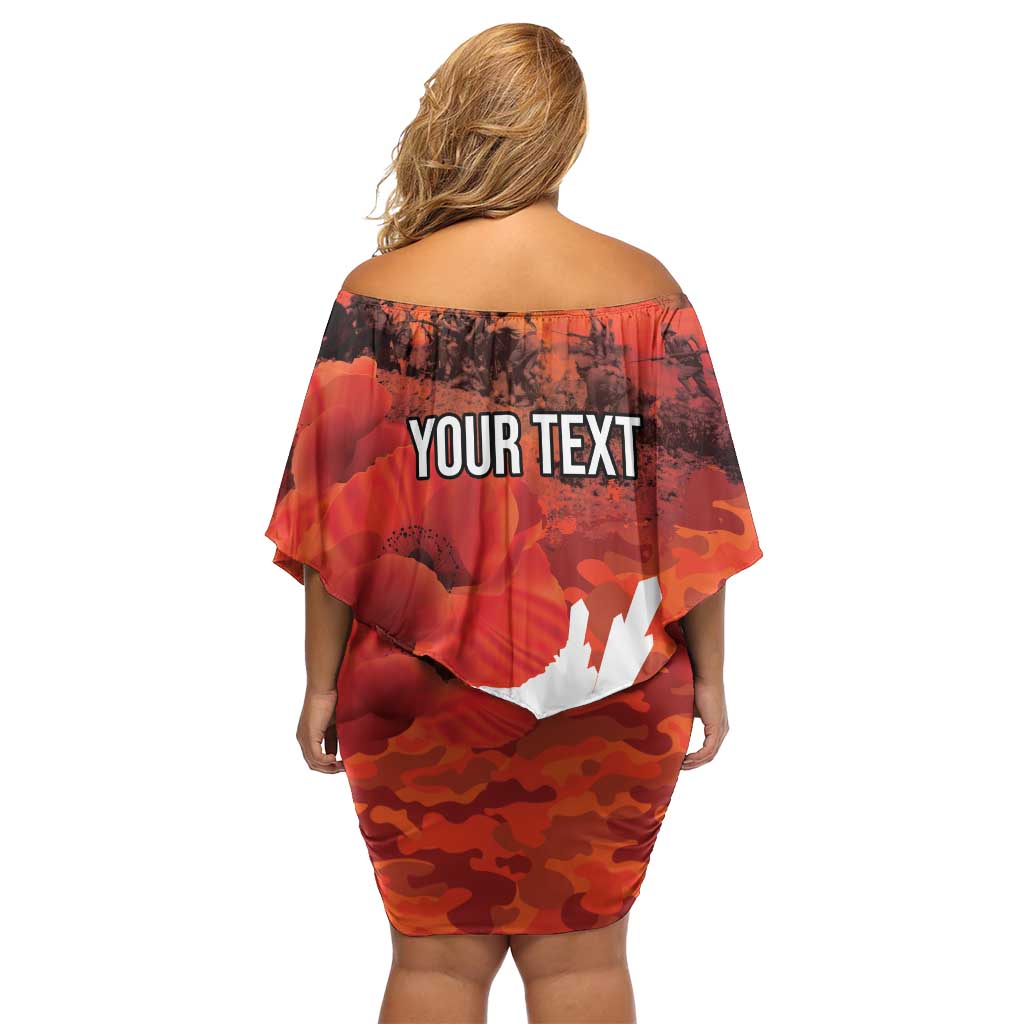 Anzac Day Gallipoli Personalised Family Matching Off Shoulder Short Dress and Hawaiian Shirt Red Poppy Flowers LT9 - Polynesian Pride