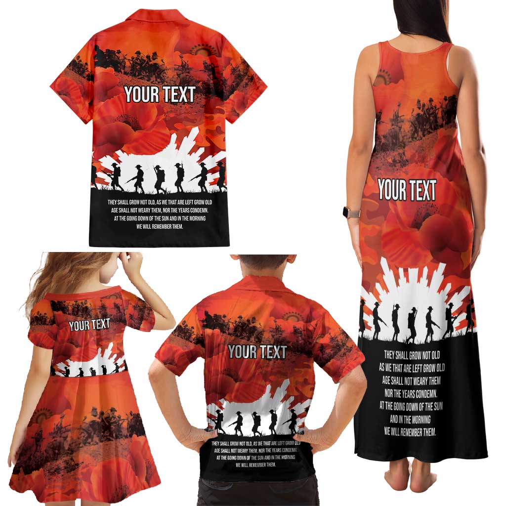 Anzac Day Gallipoli Personalised Family Matching Tank Maxi Dress and Hawaiian Shirt Red Poppy Flowers LT9 - Polynesian Pride