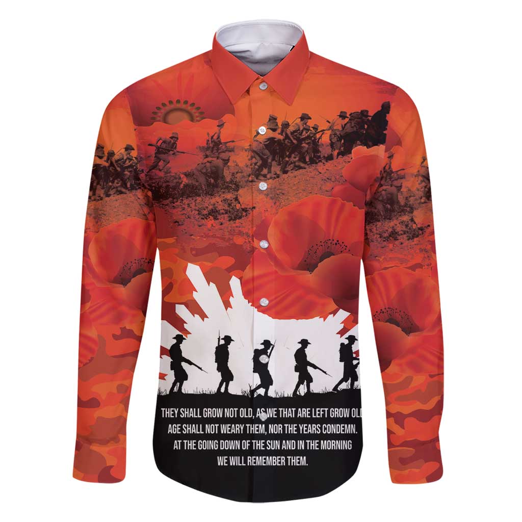 Anzac Day Gallipoli Personalised Family Matching Tank Maxi Dress and Hawaiian Shirt Red Poppy Flowers LT9 Dad's Shirt - Long Sleeve Red - Polynesian Pride