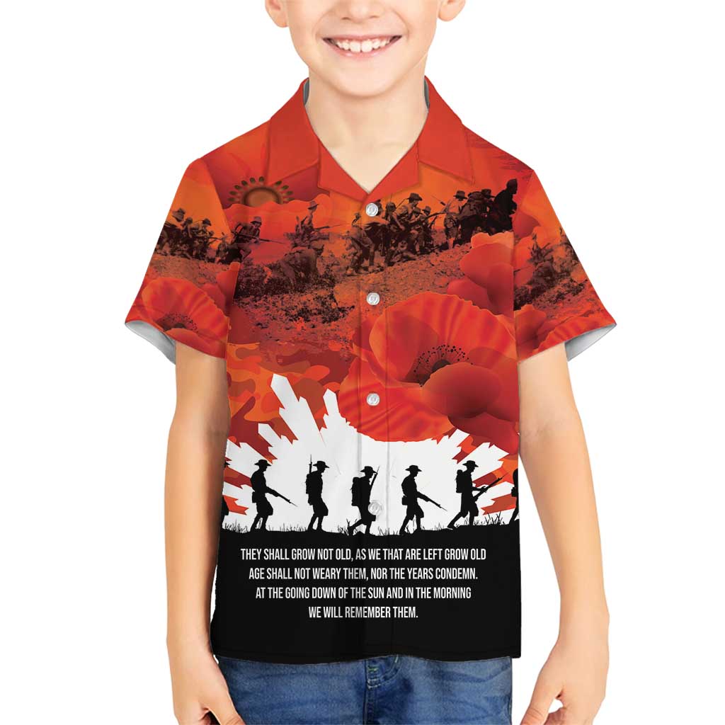 Anzac Day Gallipoli Personalised Family Matching Tank Maxi Dress and Hawaiian Shirt Red Poppy Flowers LT9 Son's Shirt Red - Polynesian Pride