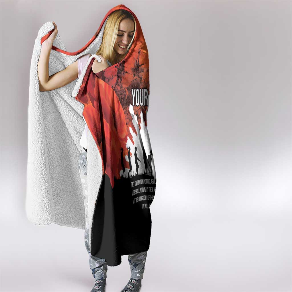 Anzac Day Gallipoli Personalised Hooded Blanket Red Poppy Flowers