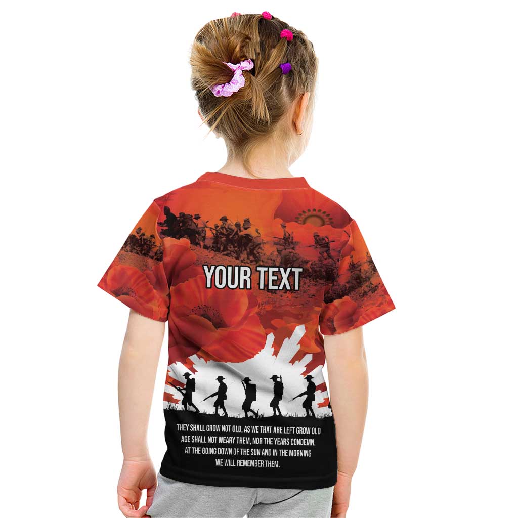 Anzac Day Gallipoli Personalised Kid T Shirt Red Poppy Flowers